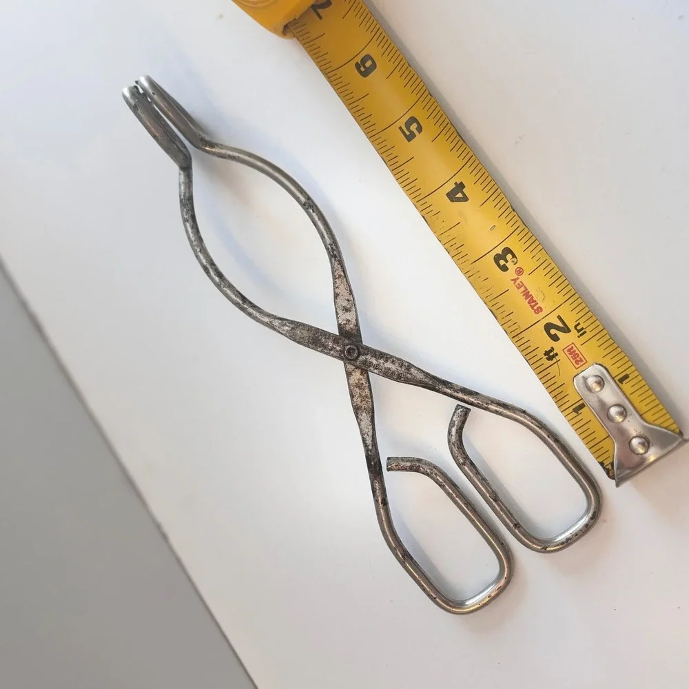Vintage Silver Tone Metal Kitchen Tongs‎ Serving Food Sugar Ice Tong Scissor
