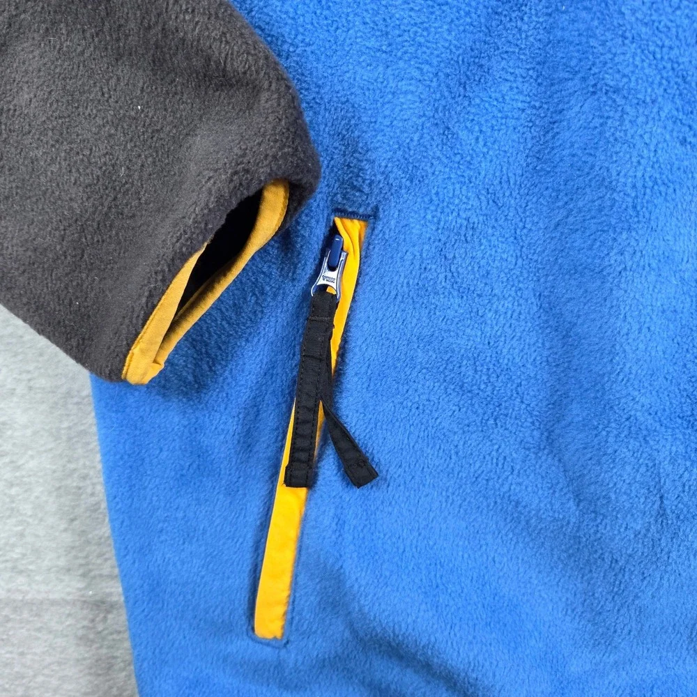 Columbia Fleece Jacket Mens XL Blue Grey Yellow Colorblock Full Zip Vintage
