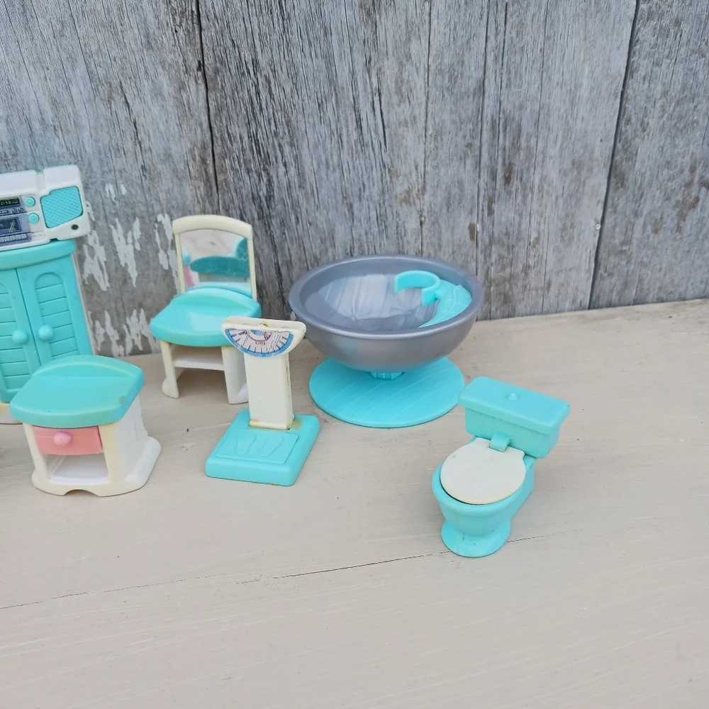 Vintage Toys R Us My Sweet Home Plastic Dollhouse Furniture‎ 13 Pieces Lot Set