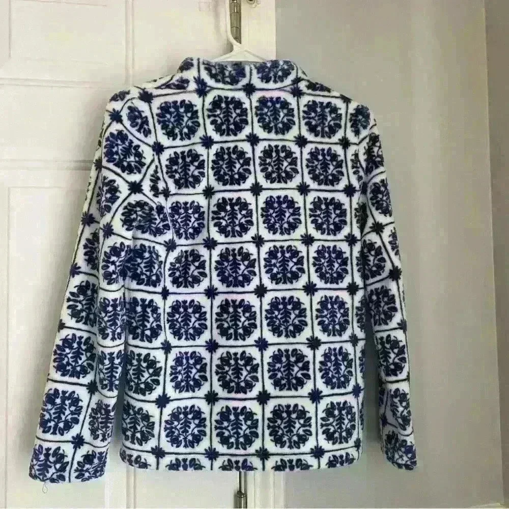 Vineyard vines island Tile printed soft fleece 1/2 zip pullover Girls sz L (14)