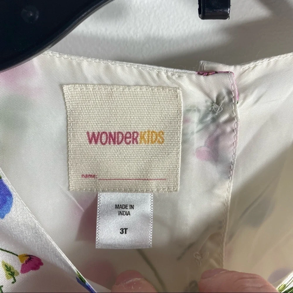 Wonder Kids Floral Dress Sz 3T Easter White Pink Blue Yellow