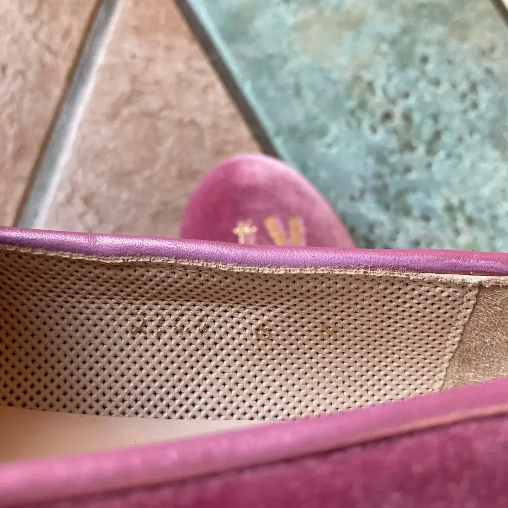 Jon Josef Womens Pink Velvet Vermont Ski Smoking Flat Gatsby Loafers Size 6 RARE