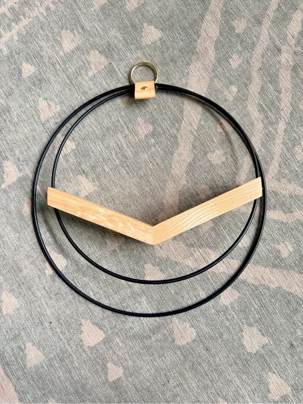 Modern Circular Wall Shelf - Black Frame with Natural Wood