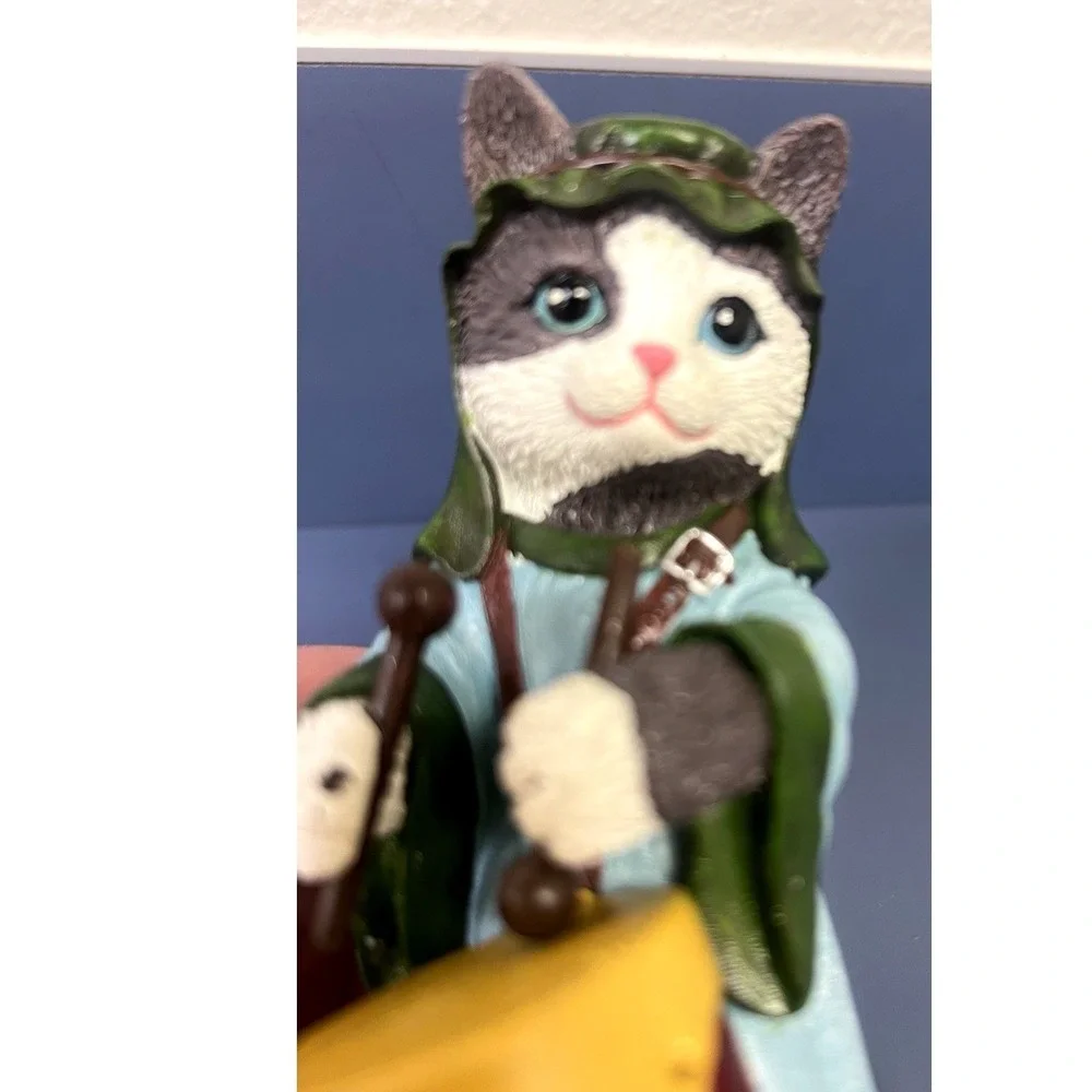 The Bradford Exchange #7 Drummer Cat PURR-fect Christmas Nativity Figurine 4.5