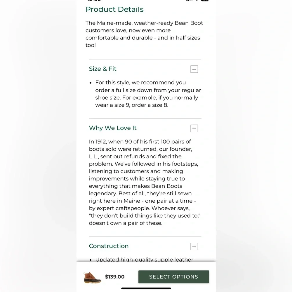 L.L. Bean bean new