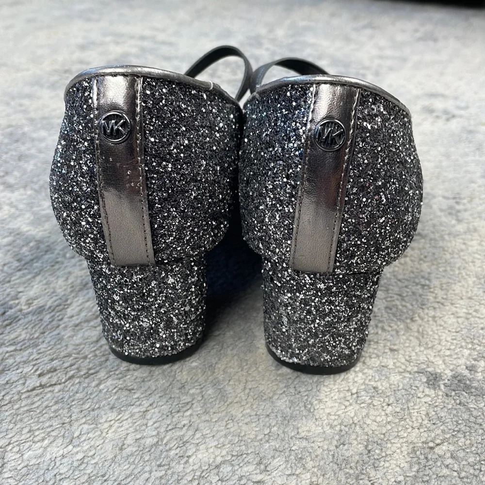 MICHAEL Michael Kors Gemini Dax Glitter Mary Jane Kitten Heel Pumps Ombre Silver