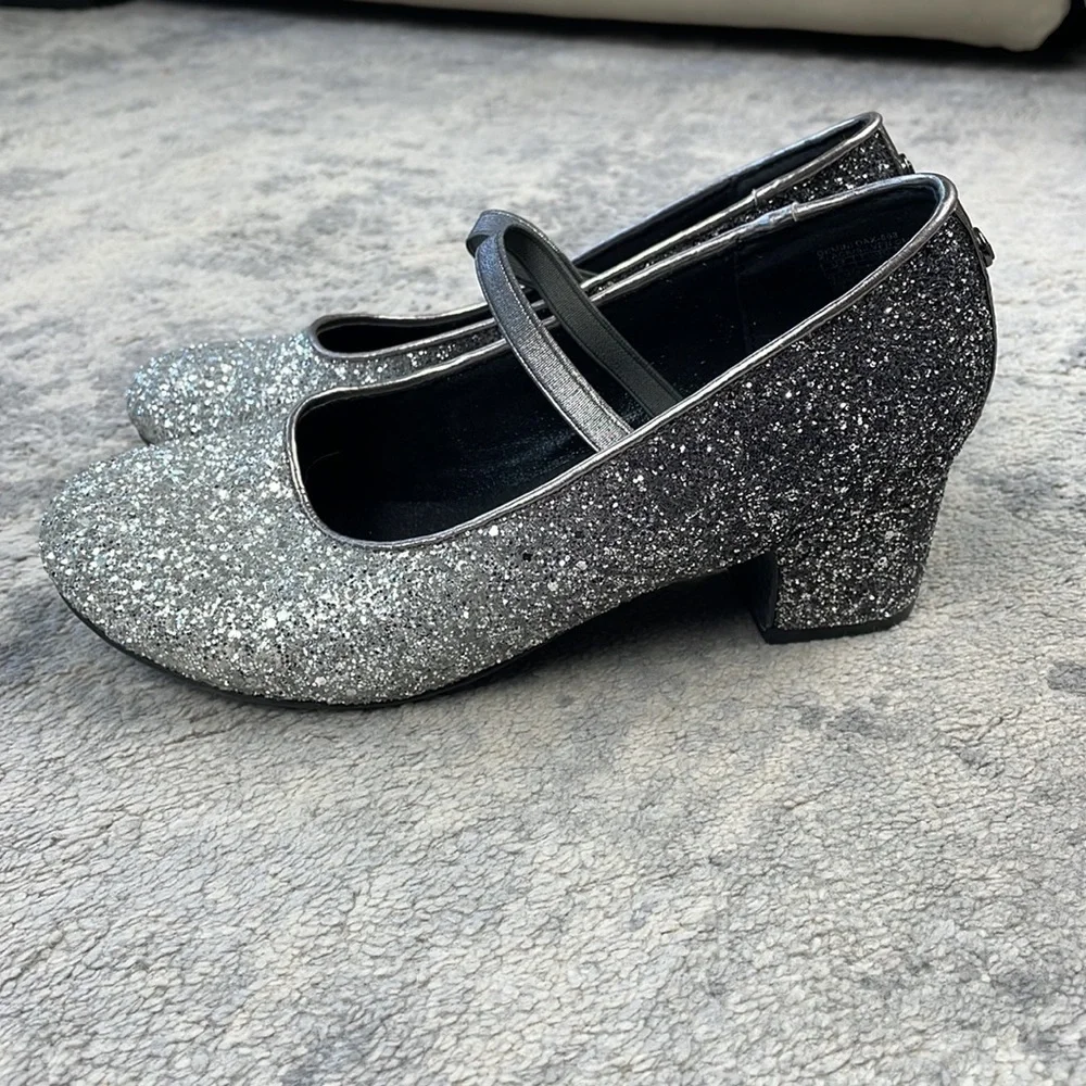 MICHAEL Michael Kors Gemini Dax Glitter Mary Jane Kitten Heel Pumps Ombre Silver
