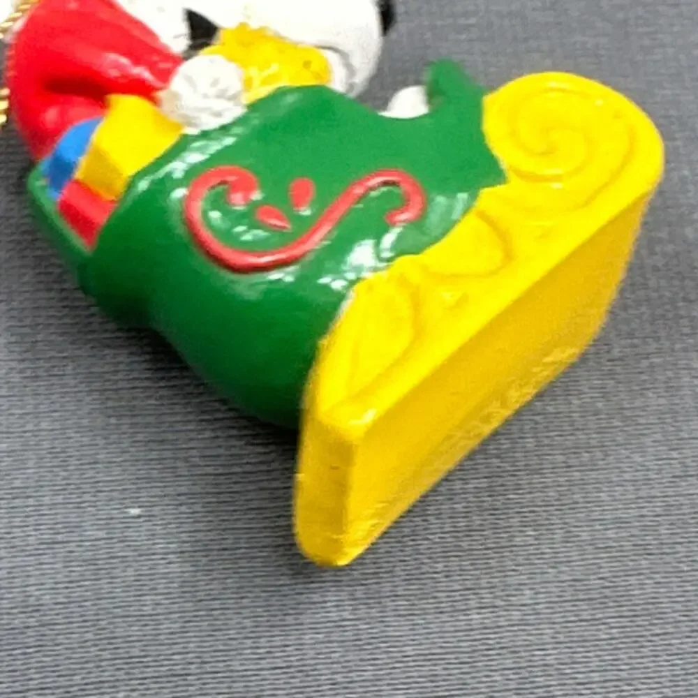 VTG Snoopy Woodstock Christmas Ornament Sleigh Santa Hat Peanuts Holiday Retro