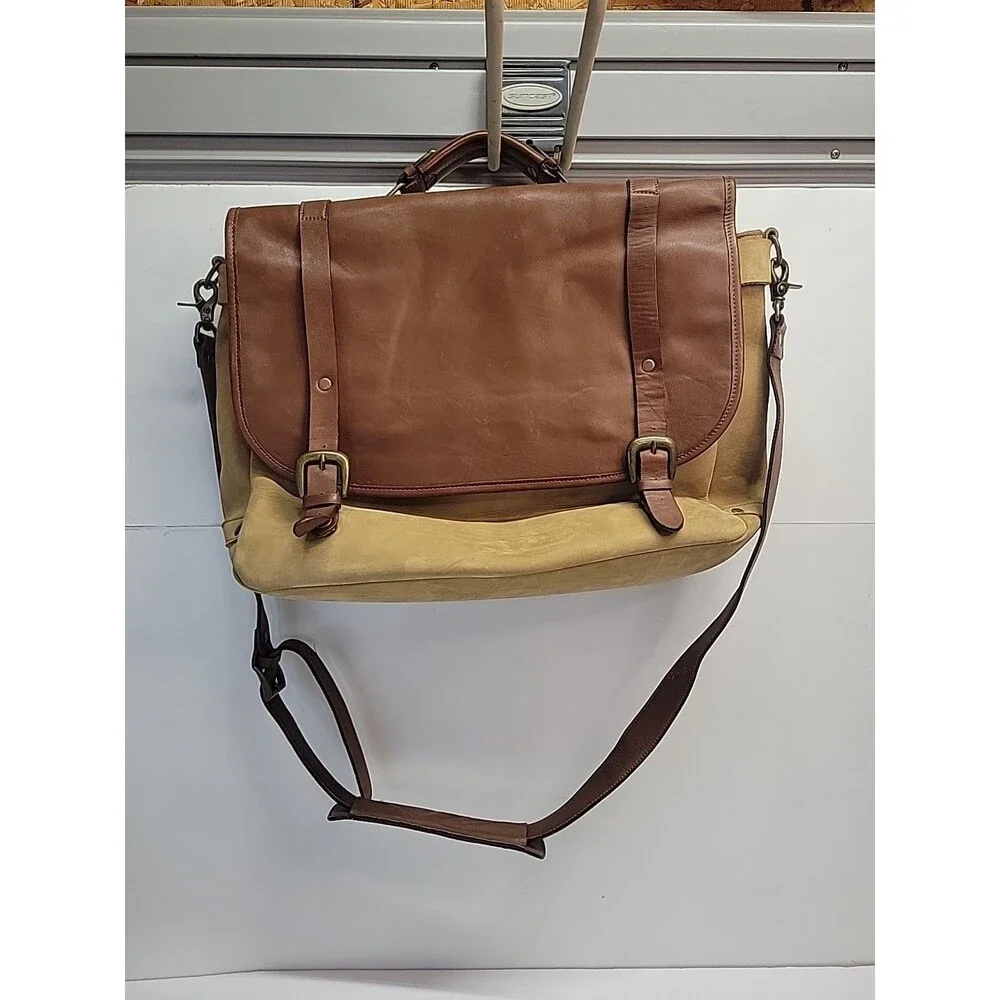 Vintage Genuin Leather Messenger‎ Bag Unisex Shoulder Strap Brown