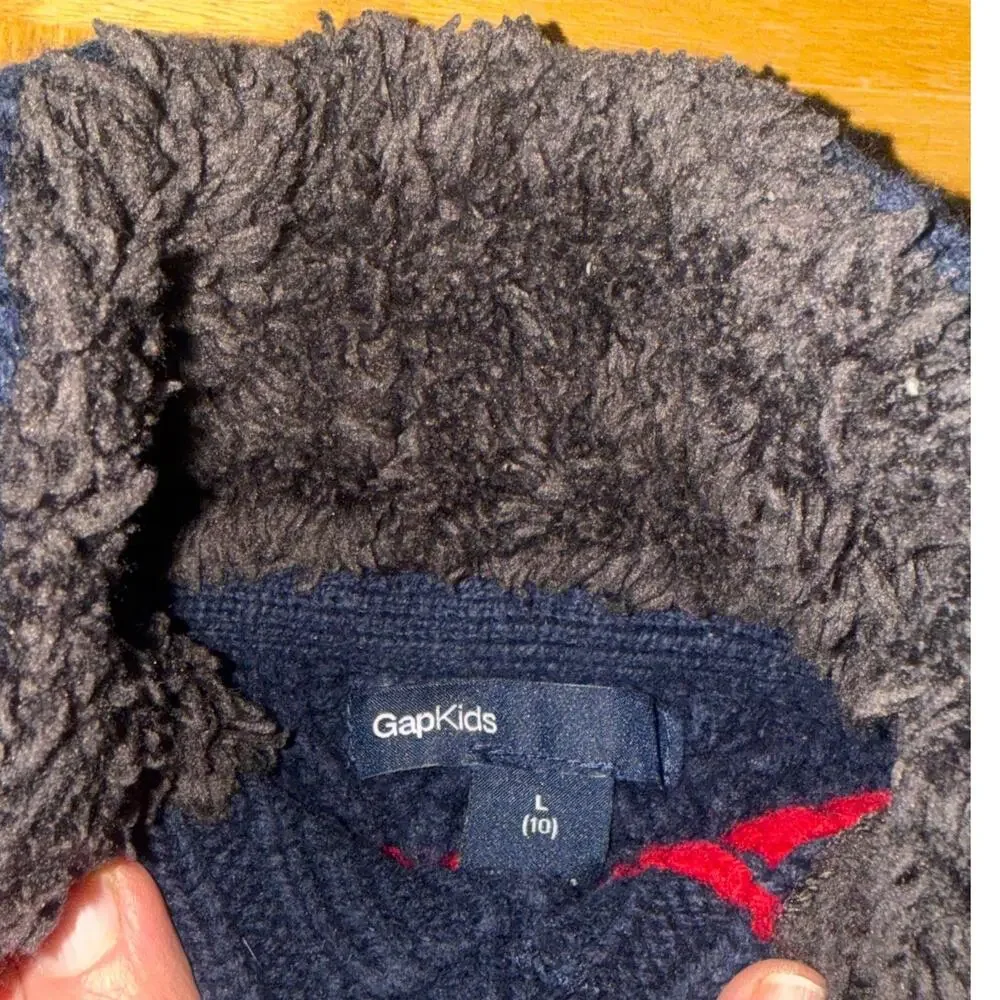 Gap Kids Red and Navy Blue Striped Thick Sweater - Size 10