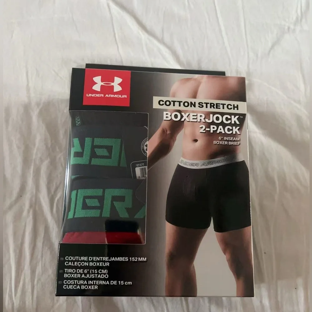 Men 2-Pack Under Armour UA Charged Cotton‎ Boxerjock Underwear M