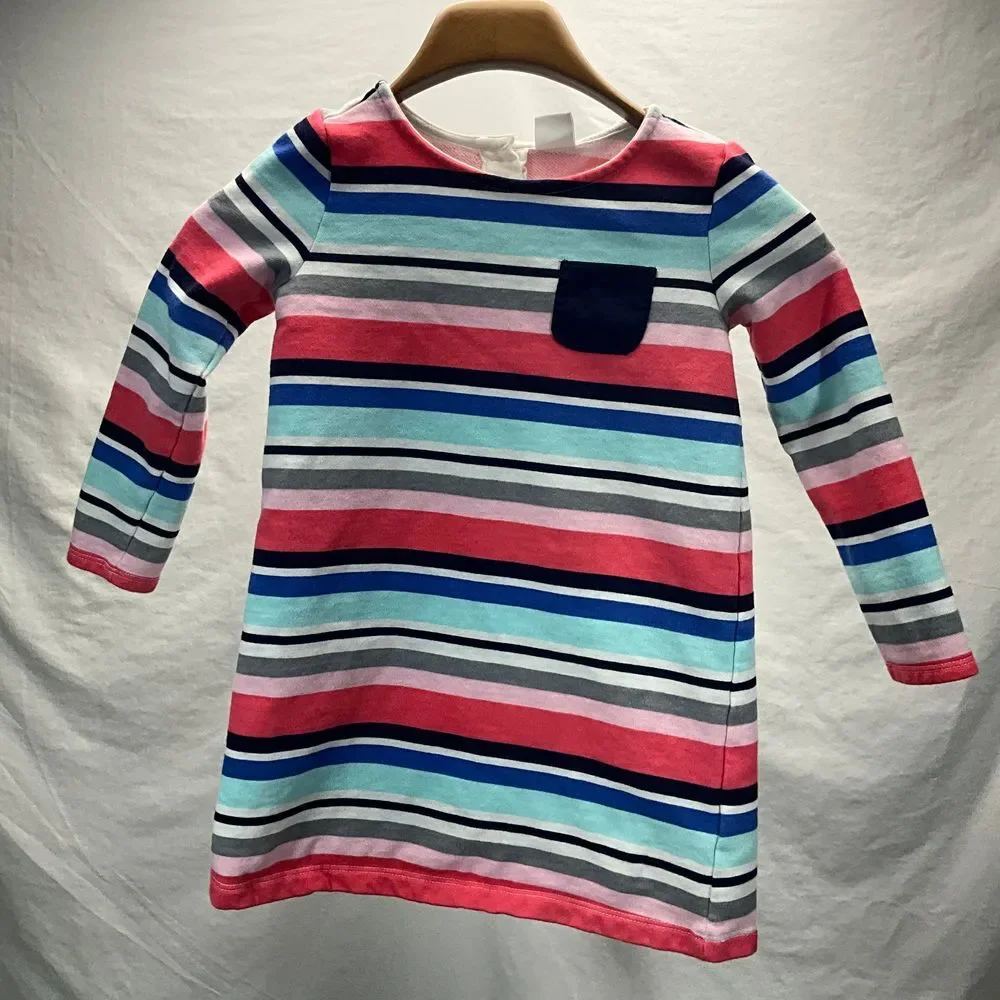 Gymboree Girls Striped Long Sleeve‎ Dress Casual Rainbow Stripes Size 5-6