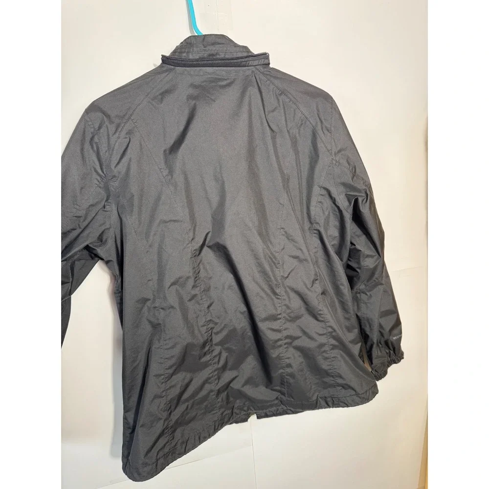 Eddie Bauer Windbreaker Rain Jacket Women XL Black Lightweight Full Zip Gorpcore