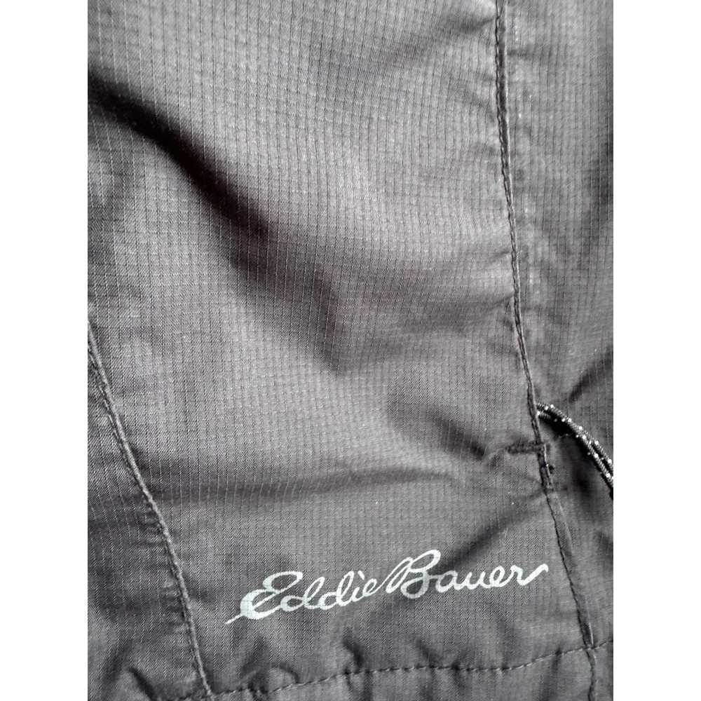 Eddie Bauer Windbreaker Rain Jacket Women XL Black Lightweight Full Zip Gorpcore