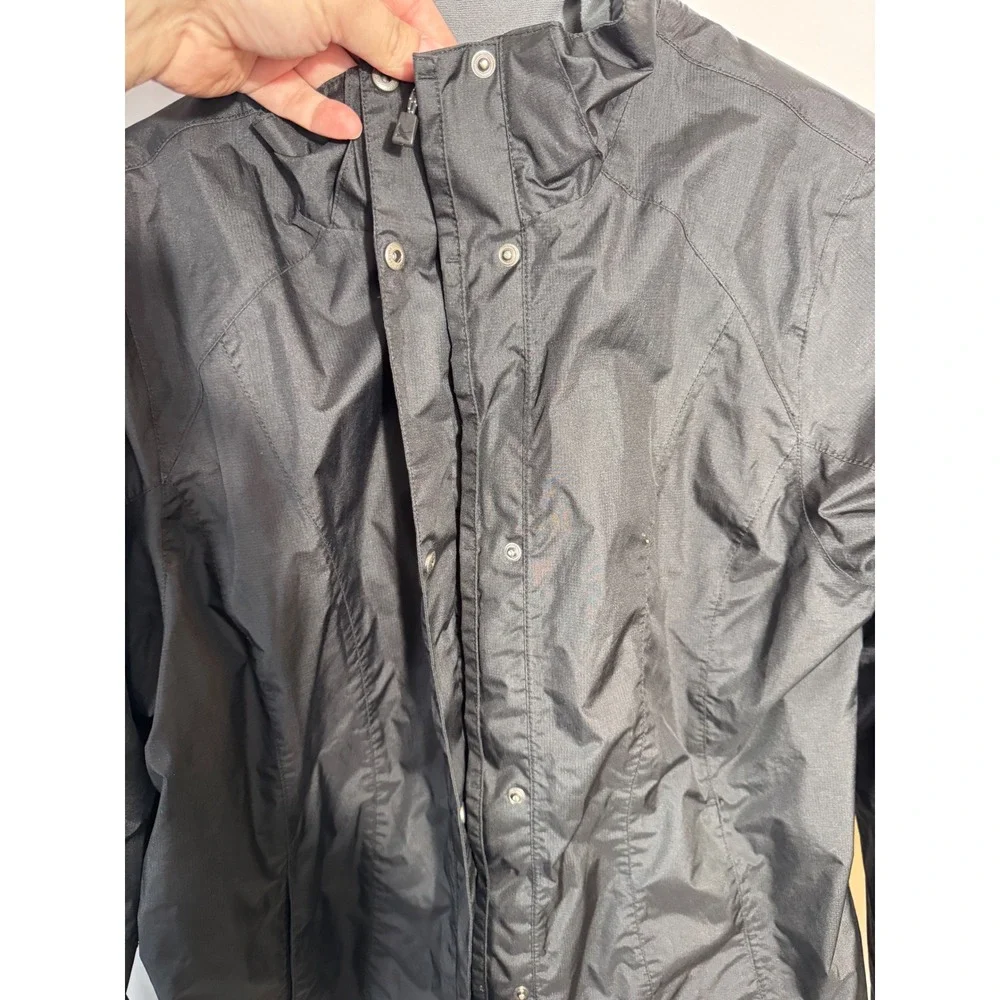 Eddie Bauer Windbreaker Rain Jacket Women XL Black Lightweight Full Zip Gorpcore