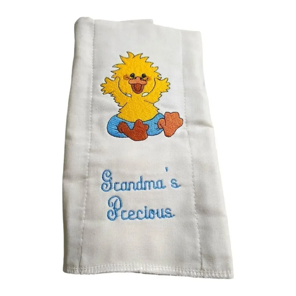 Vintage Grandmas Precious Ducky Burp Cloth Embroidered Handmade Diaper