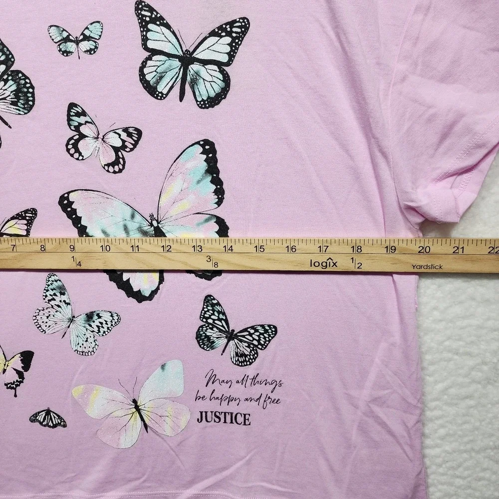 Justice Butterfly Graphic Crop Tee Girls NWT Short Sleeve Shirt