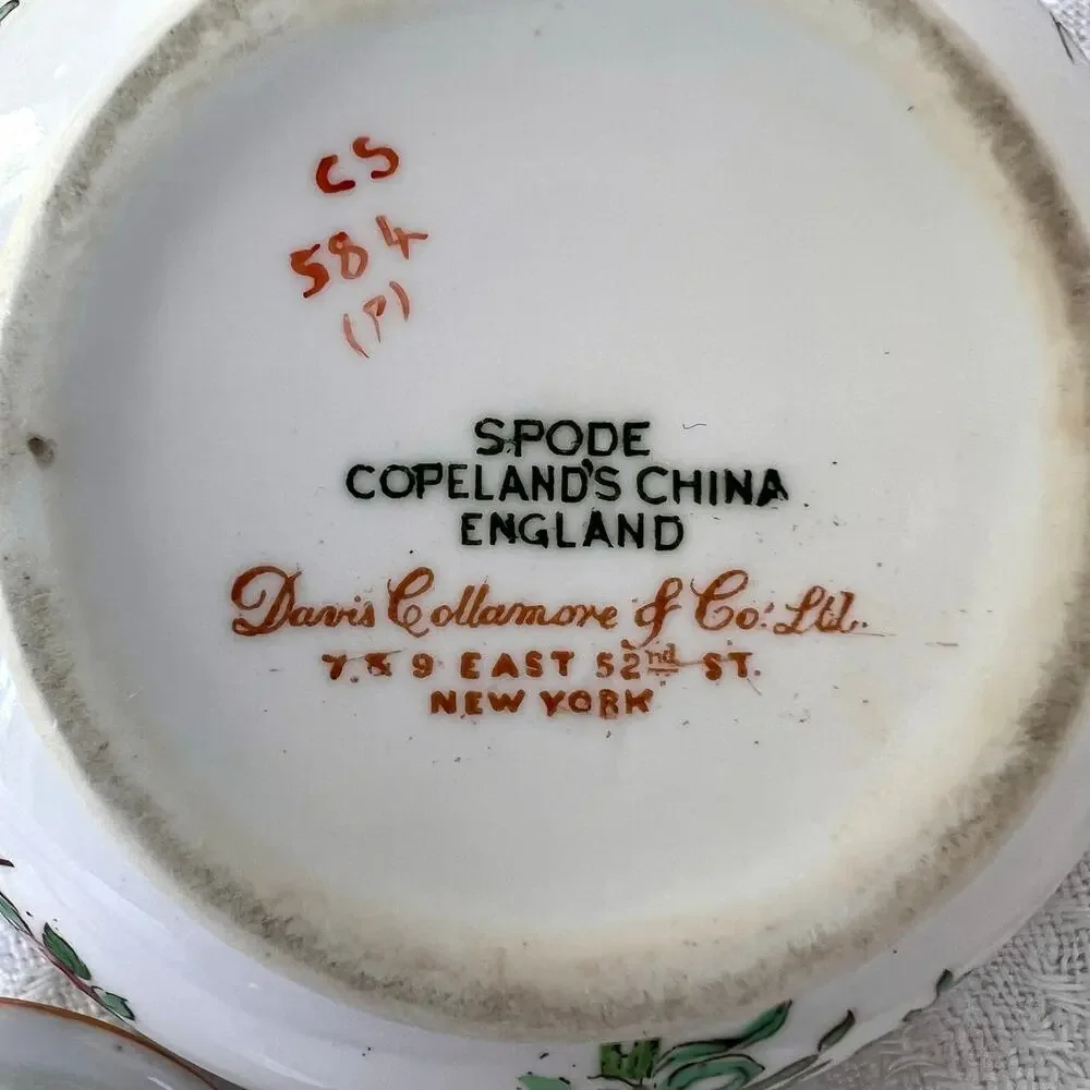 Antique Spode Copeland England Floral Sugar Bowl Porcelain Lidded Dish