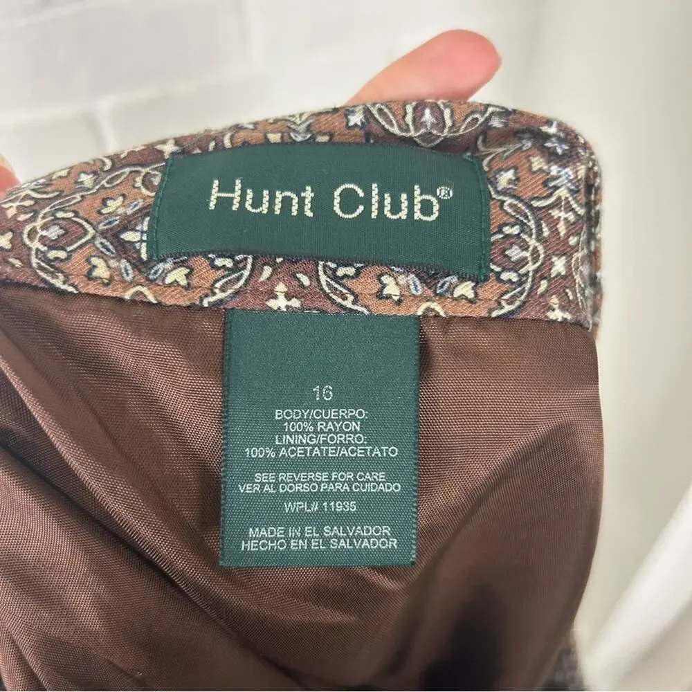 Vintage Hunt Club Brown Patterned Wrap Skirt Size 16