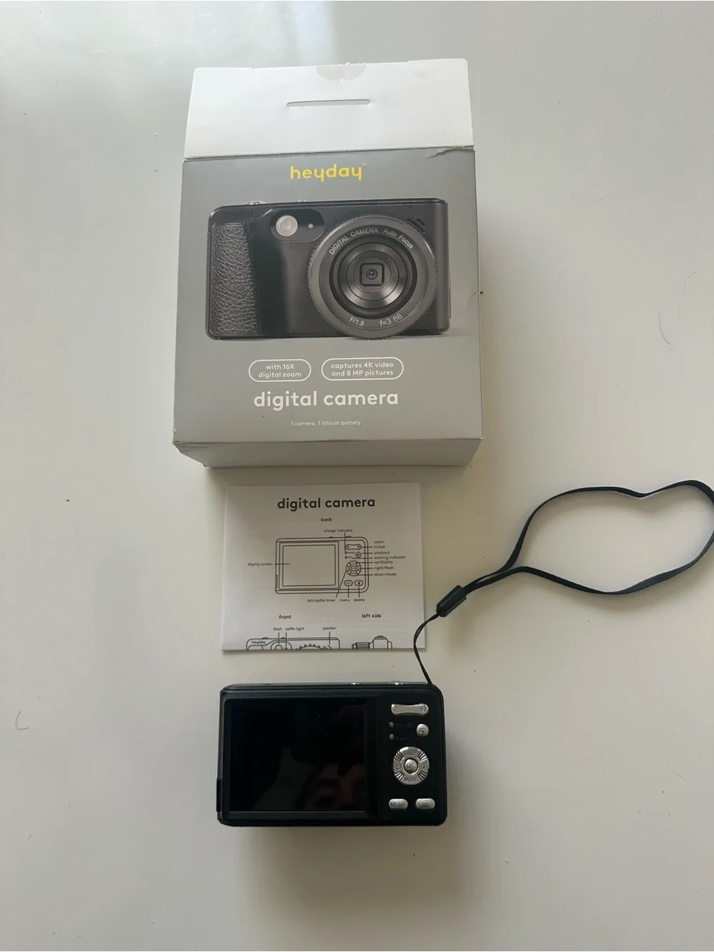 heyday Black Compact Digital Point-and-Shoot Camera with Wrist Strap