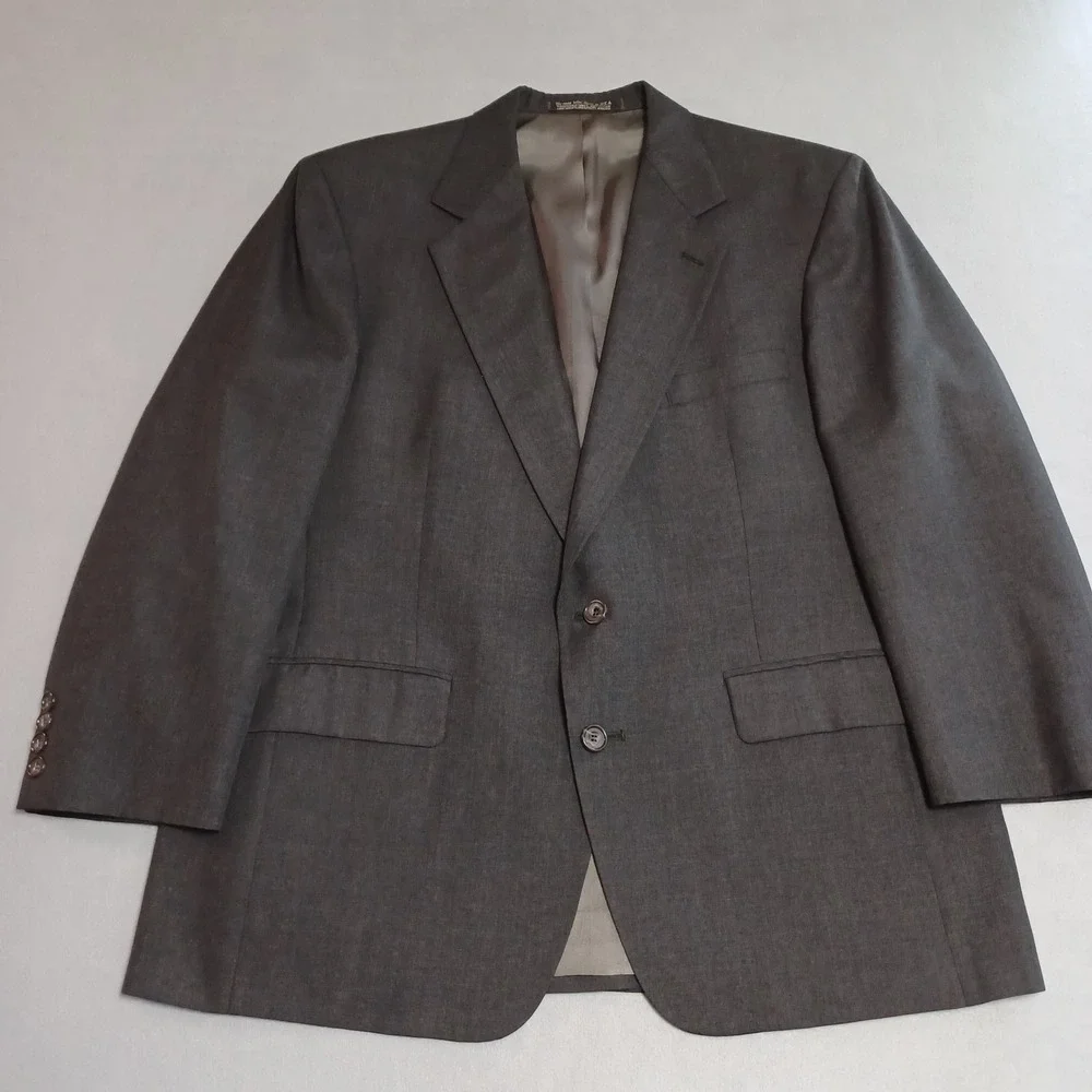 Vintage Mens Charcoal Gray Two Button Blazer Sport Coat Made in USA 42S