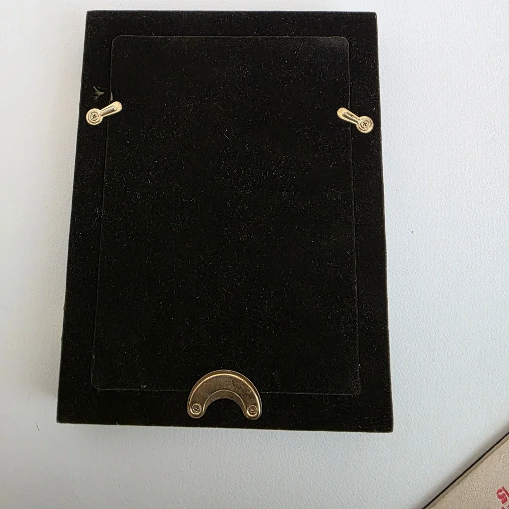Solid Brass Double Photo Frame Black Gold Finish 5x7‎ Lacquer Coated Art Deco