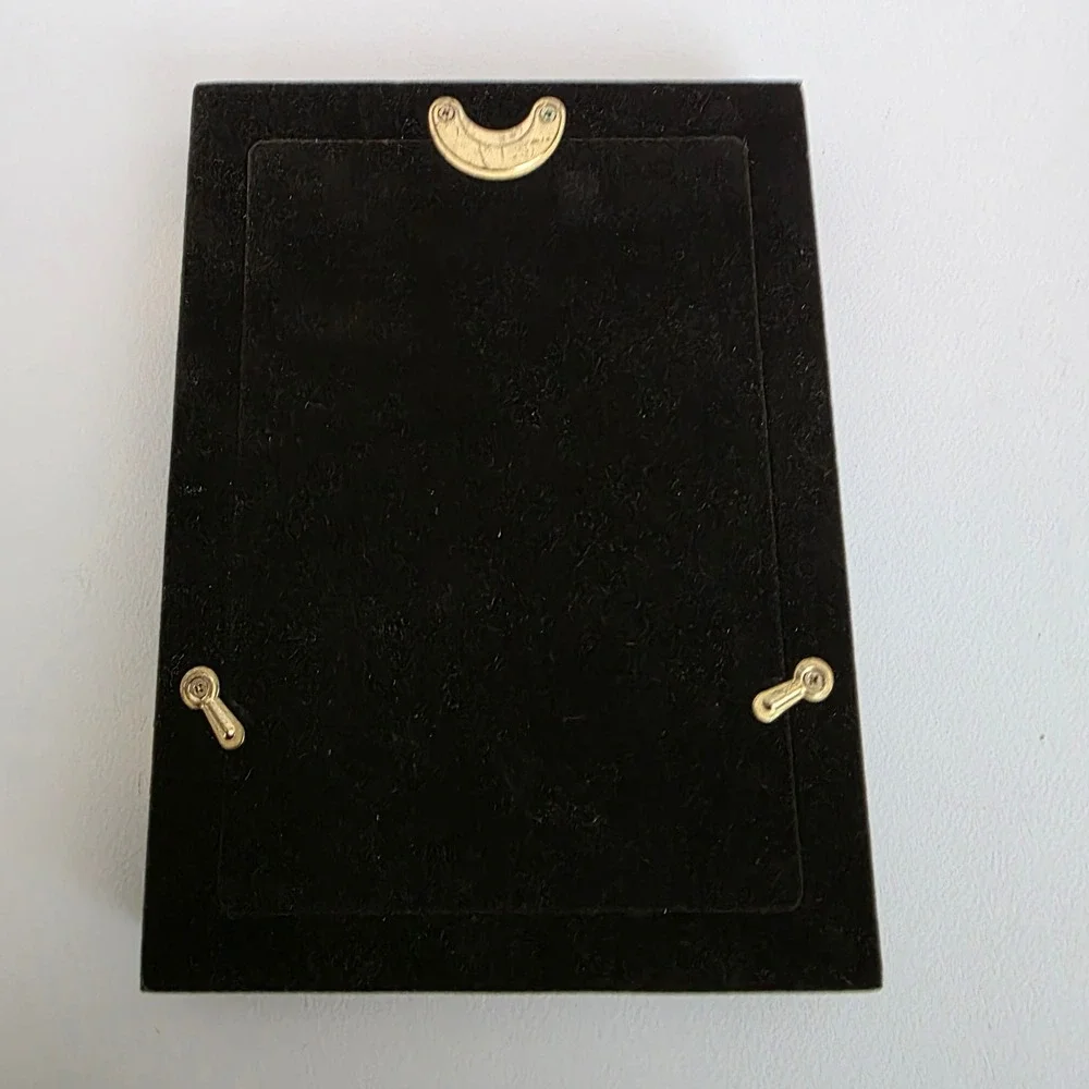 Solid Brass Double Photo Frame Black Gold Finish 5x7‎ Lacquer Coated Art Deco