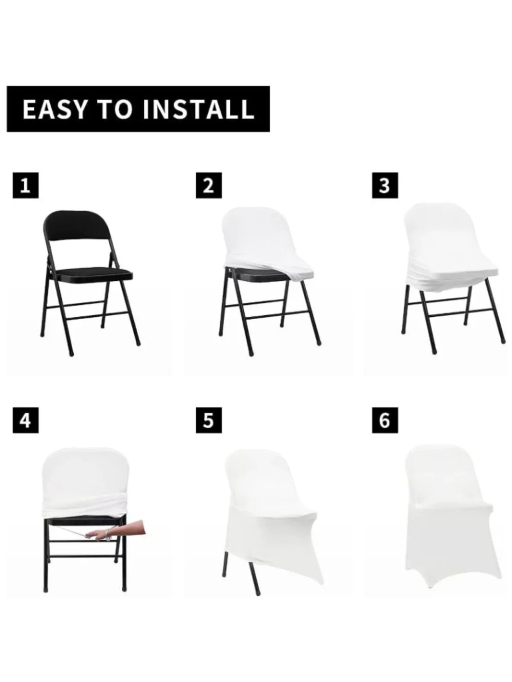 8 NEW White Event Stretch Banquet Folding Chair Covers Wedding