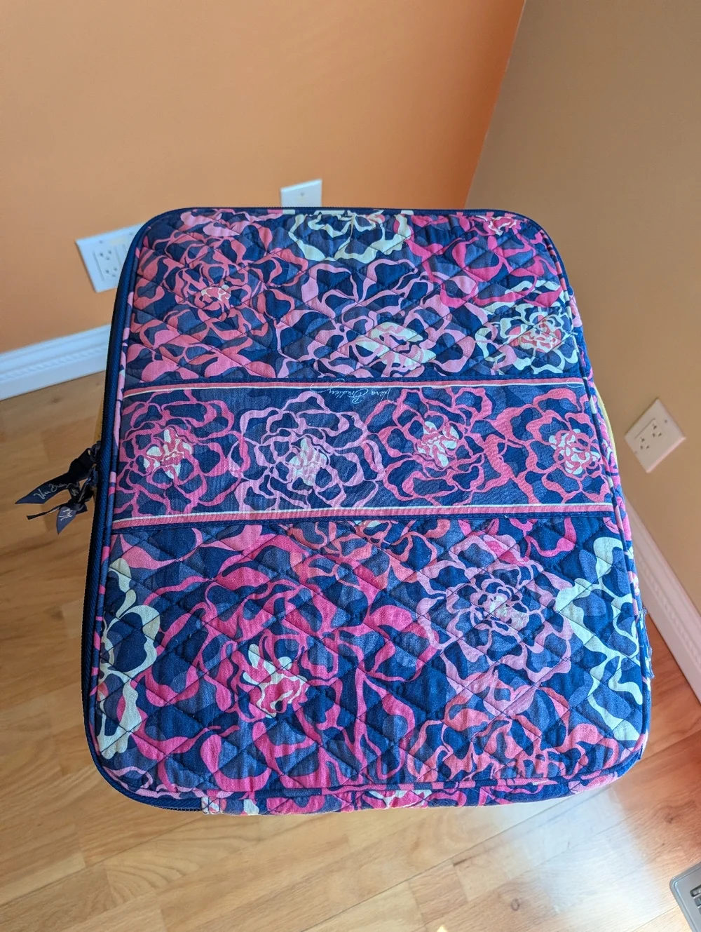 Vera Bradley Navy & Pink Floral Quilted Laptop Sleeve in Katalina Pink