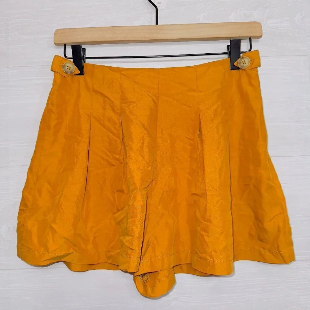 Urban Outfitters Women's Orange High Waisted Silky Flowy Mini Shorts size 2