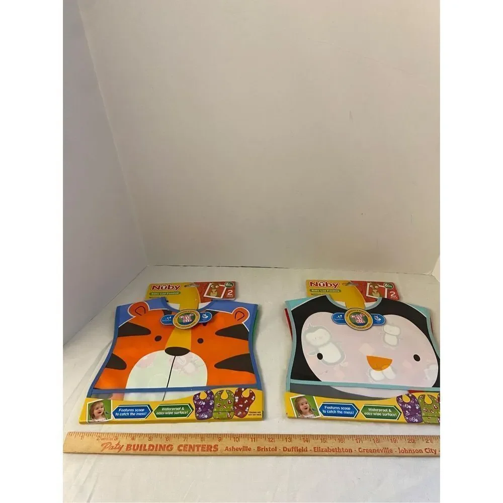Nuby‎ baby led feeding bib pack x 2 penguins tigers