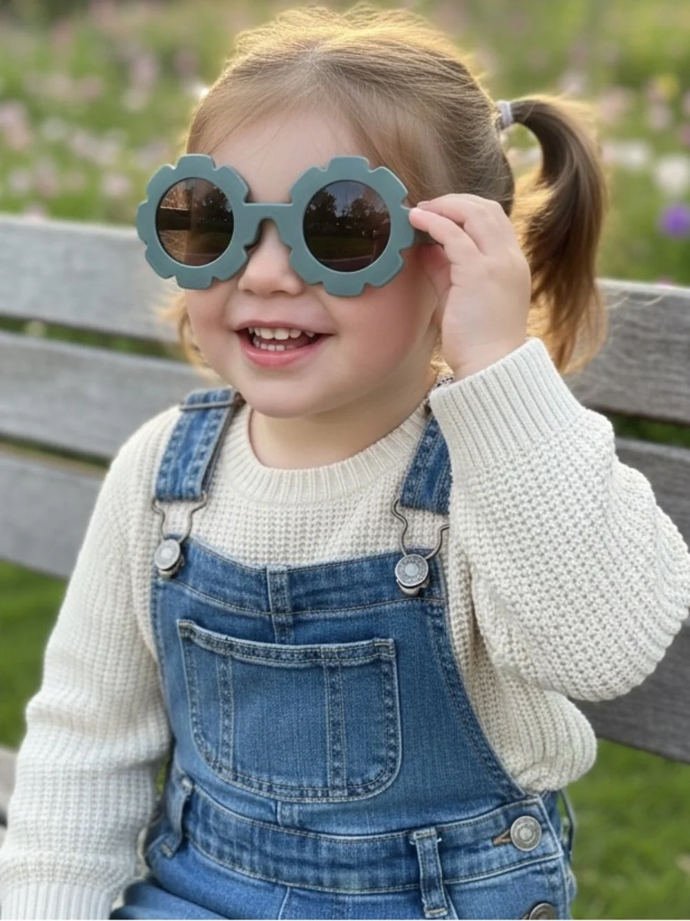 Matte Kids Flower Sunnies In Blue