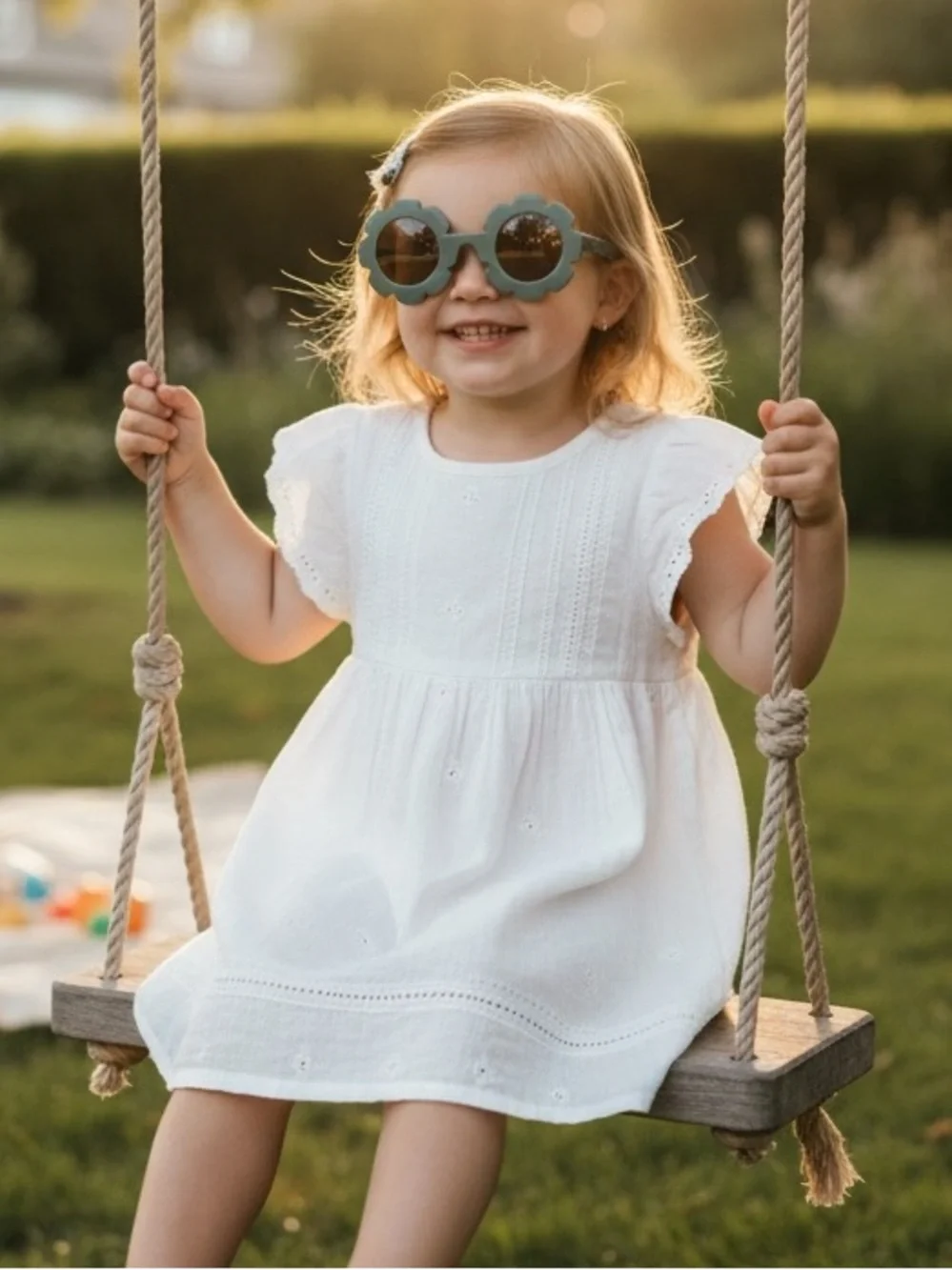 Matte Kids Flower Sunnies In Blue