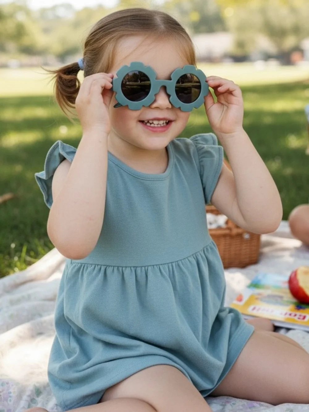Matte Kids Flower Sunnies In Blue