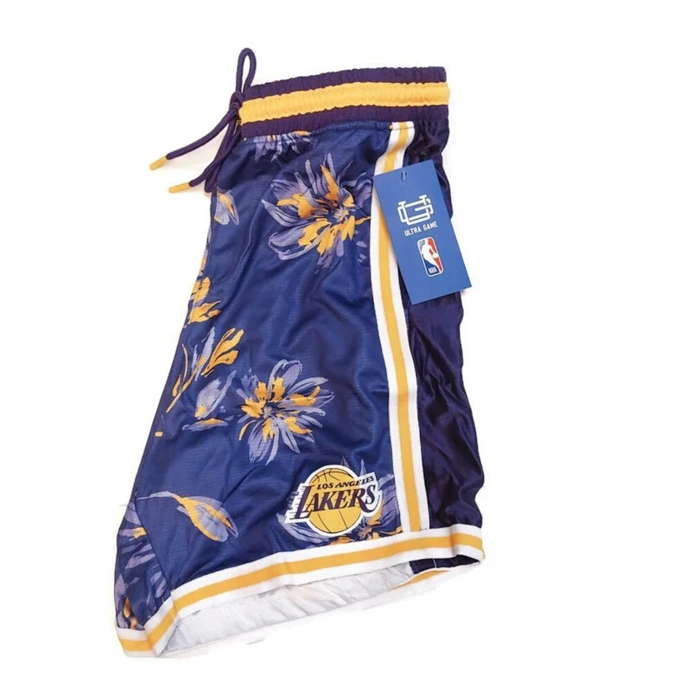 NBA Los Angeles Lakers Mens S Athletic Basketball Shorts Purple Tropical Floral