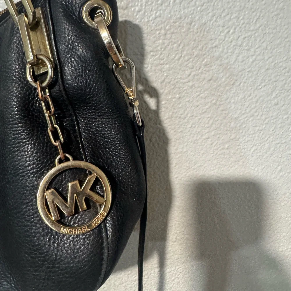 Michael Kors Brooke Black crossbody Shoulder Bag with Gold Accents