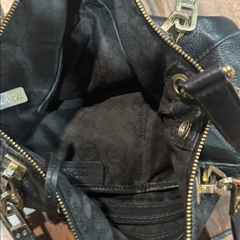 Michael Kors Brooke Black crossbody Shoulder Bag with Gold Accents