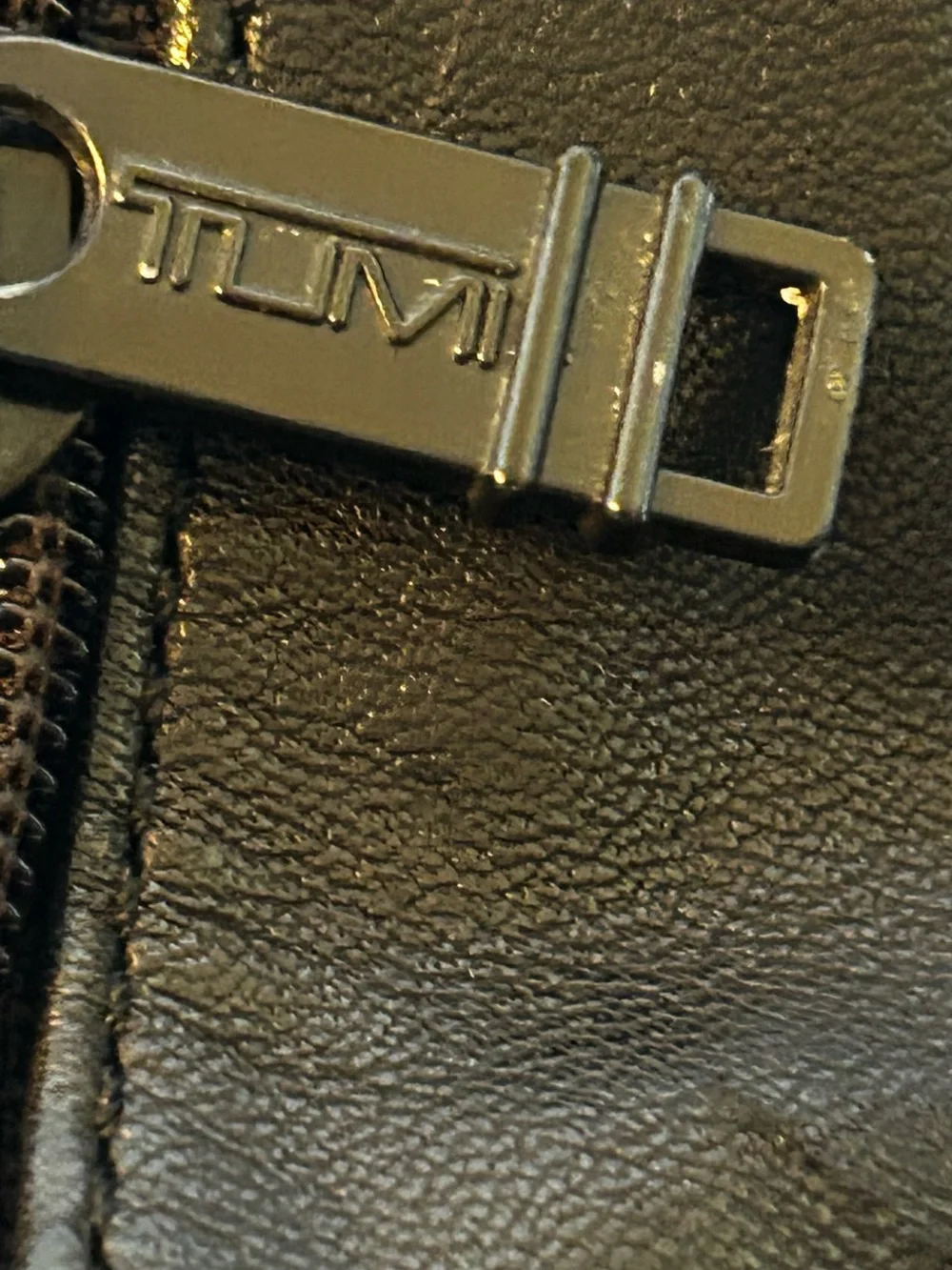 Tumi black leather