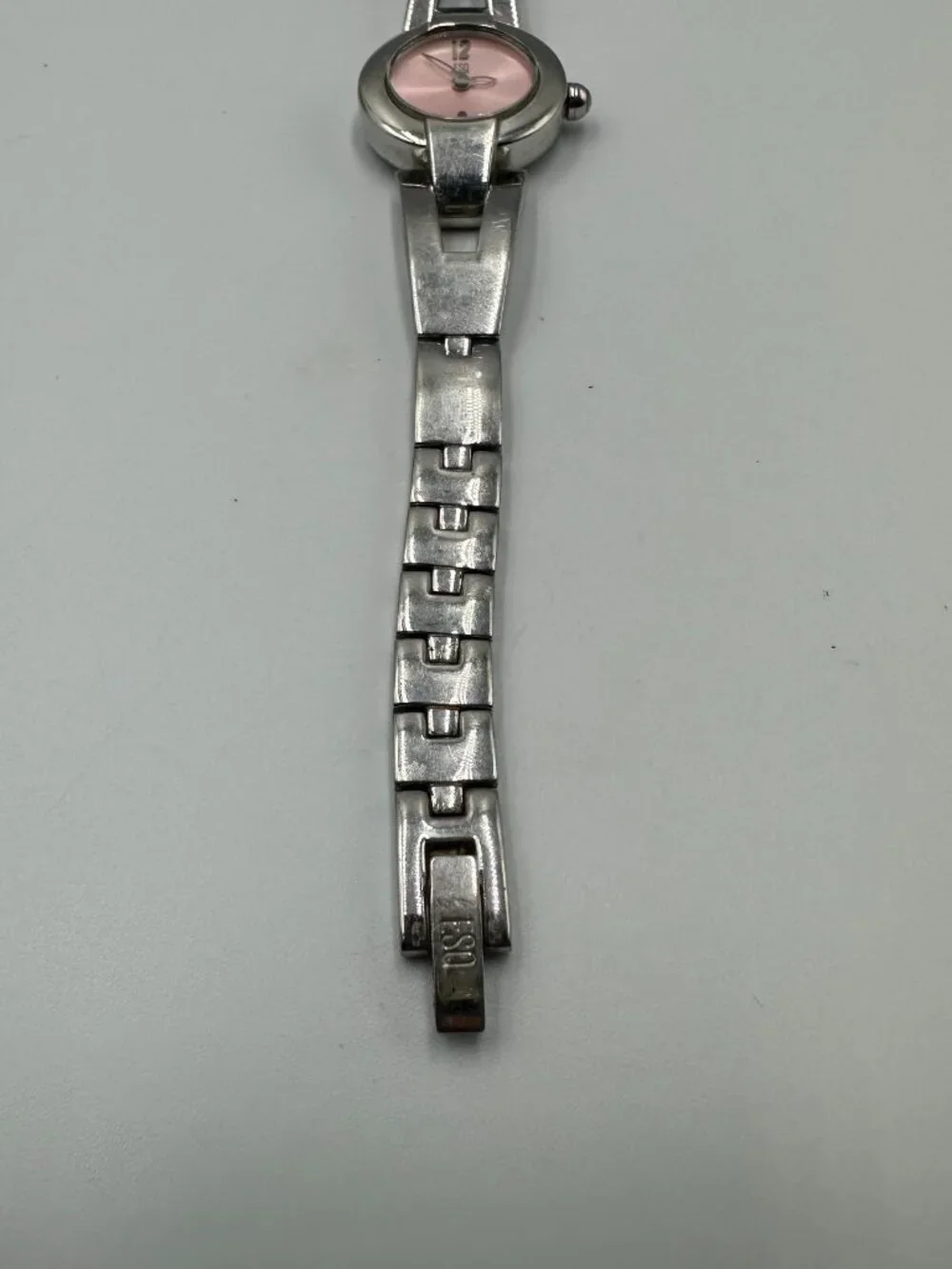 ESQ Watch Women Silver Tone Pink Dial 22MM Round Swiss New Battery 7.25 Inch
