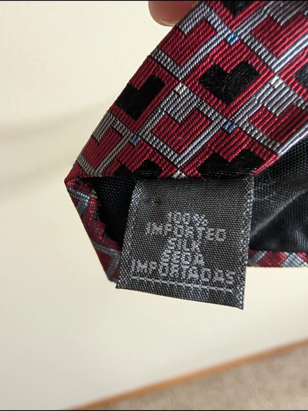 Jones New York Burgundy Geometric Woven Tie