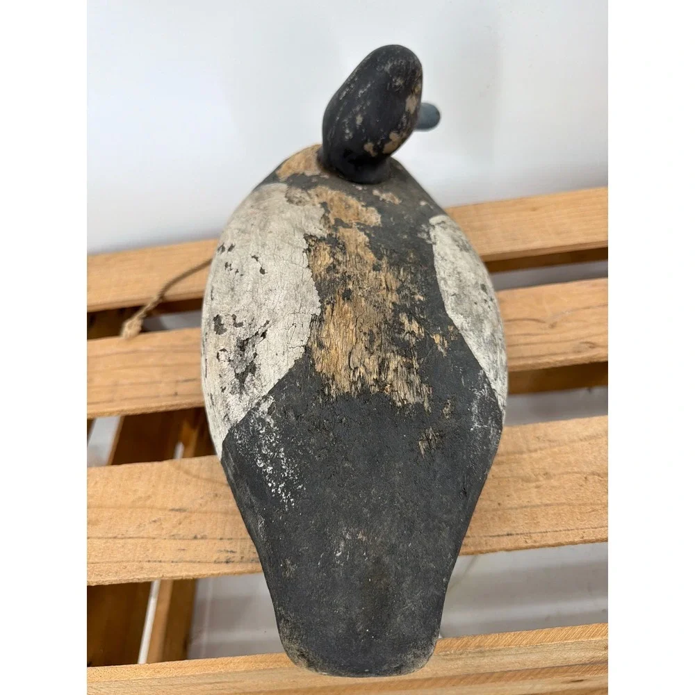 Antique Wooden Blue Bill Drake Decoy Hand Carved Primitive Folk Art Rustic Decor
