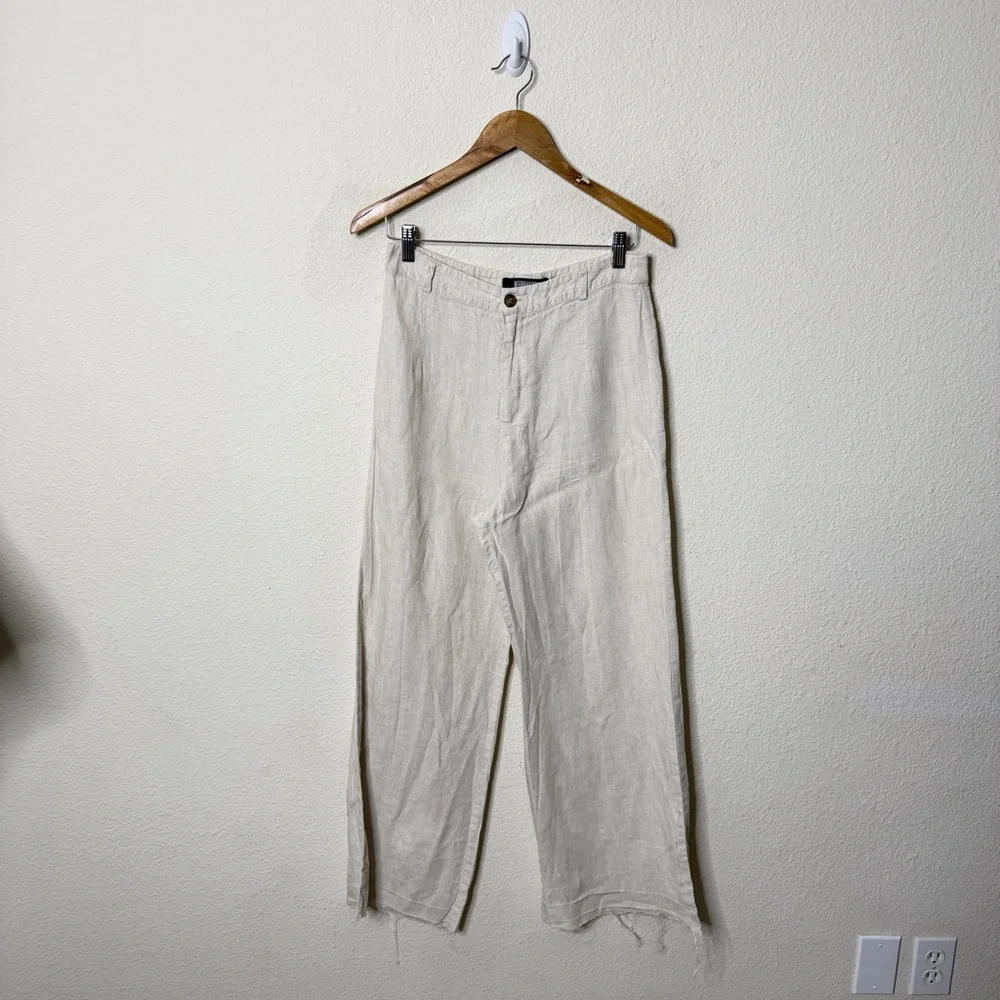 Reformation Beck Linen Pants Wide Leg Raw‎ Hem Women’s Size 8