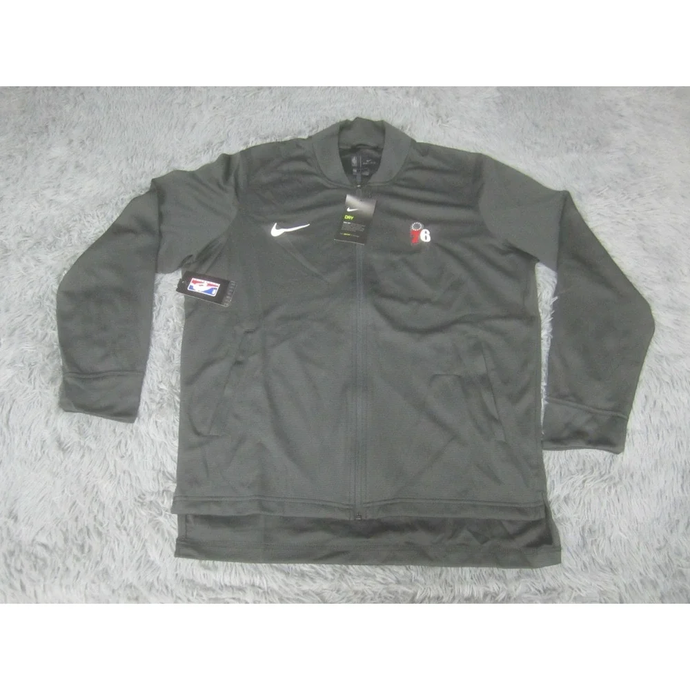 Philadelphia 76ers Jacket Mens Large Gray NBA Basketball Warm-Up NWT Nike DriFit