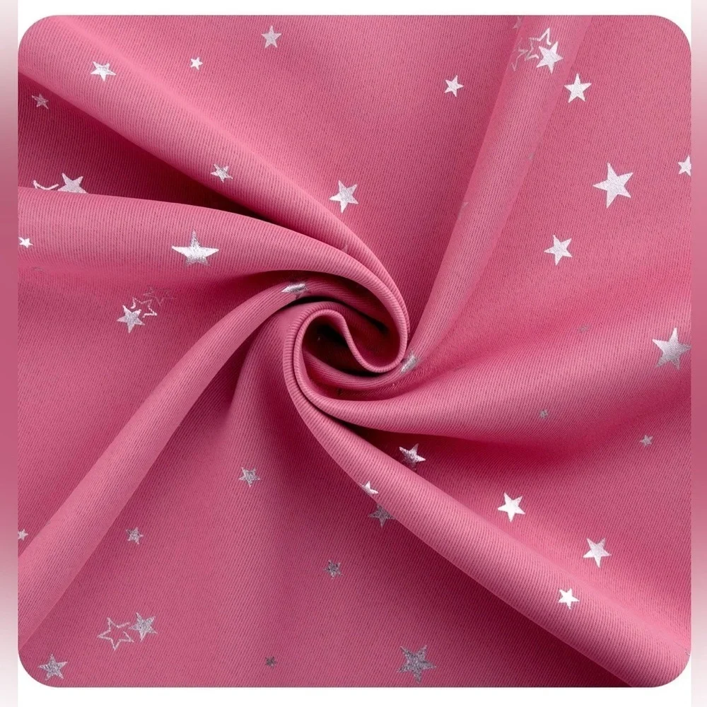 Pink Star Patterned Curtains 2 pieces