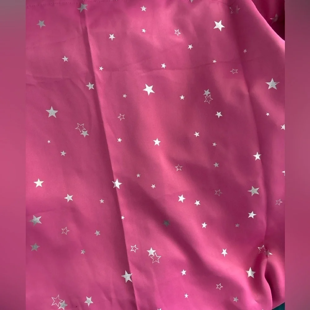 Pink Star Patterned Curtains 2 pieces