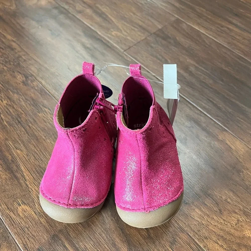 NWT Stride Rite 2.0 Hot Pink Booties- Leather upper -Size 4M, 20EU-Adorable
