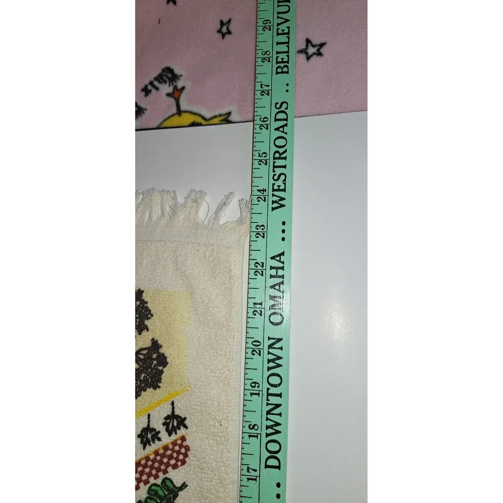 Vintage Herbs and Spices Kitchen Hand Towel Fringe Terry Cloth Made in USA Retro