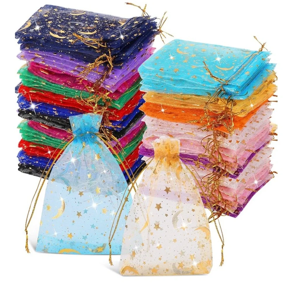 Organza Gift Bags with Gold Moon and Stars - 30 pieces/3 sizes - BUY NOW