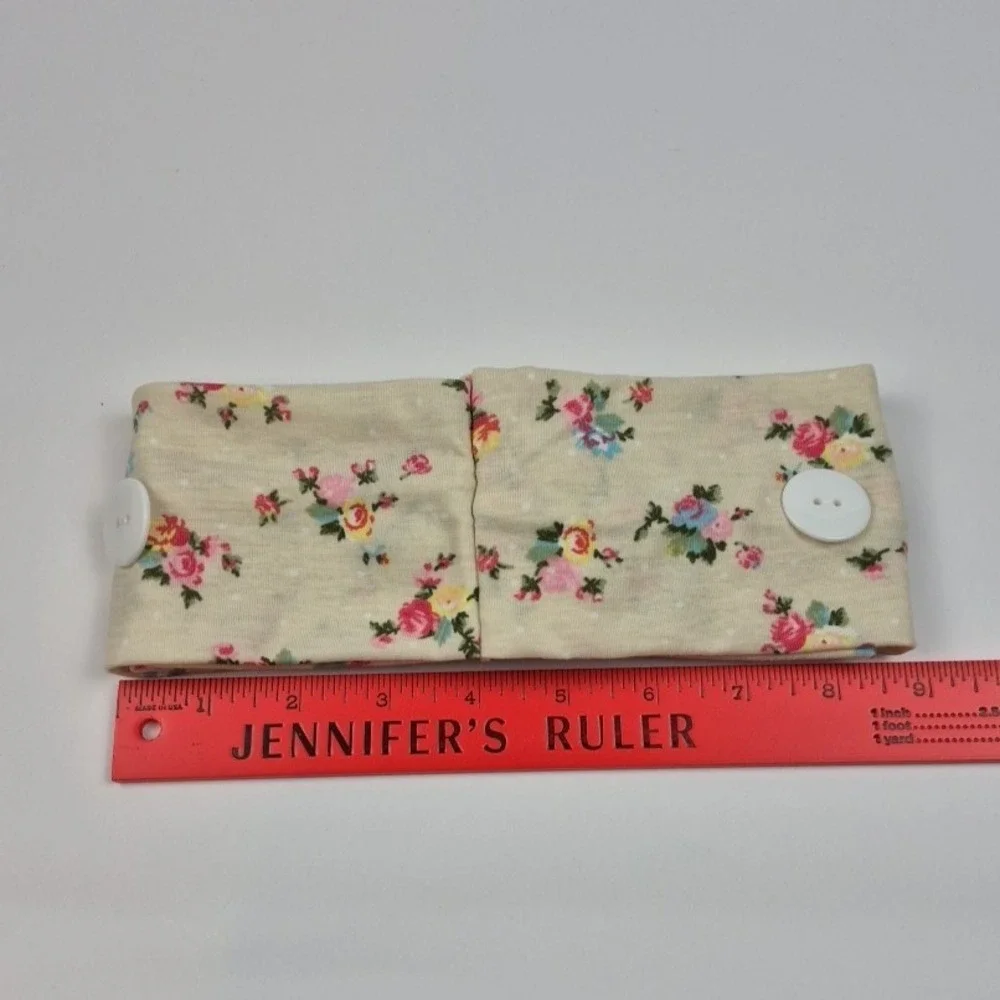 2 Pack Floral Twist Headband Hair Wrap Stretch‎ Buttons for Face Mask Nursing