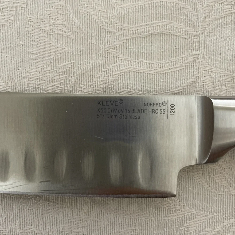 Norpro Kleve Santoku Knife X50 CrMoV 15 Blade‎ HRC 55 5